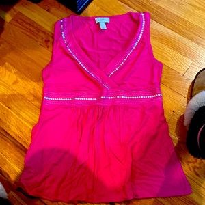 Ann Taylor Loft hot pink top with sequin detail